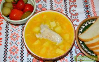 Суп гороховый на курином бульоне в мультиварке