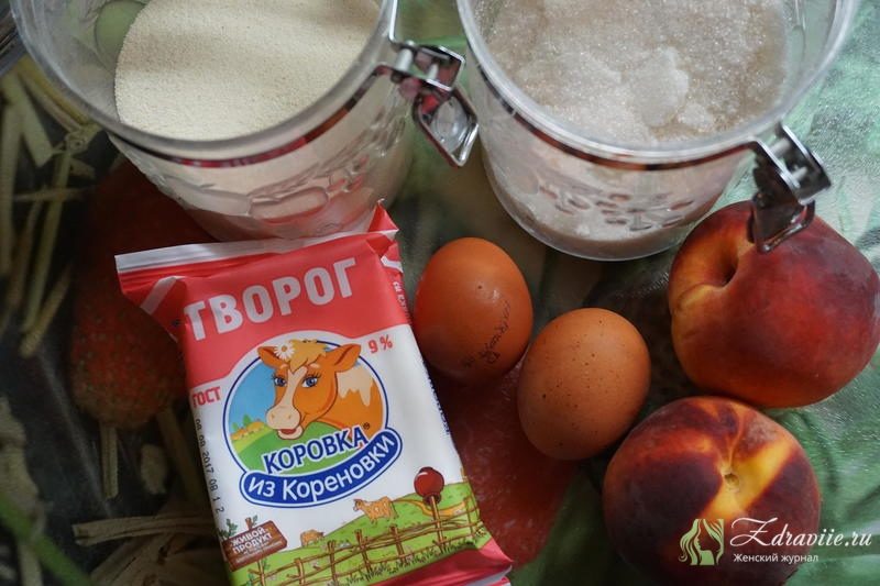 Ингредиенты для приготовления запеканки с персиками