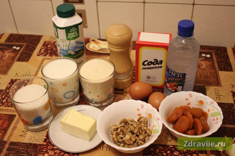 ингредиенты для манника с курагой