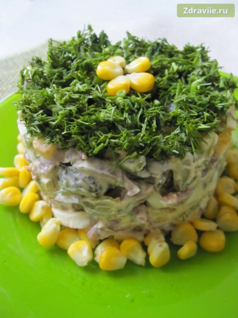 Салат с куриными желудочками